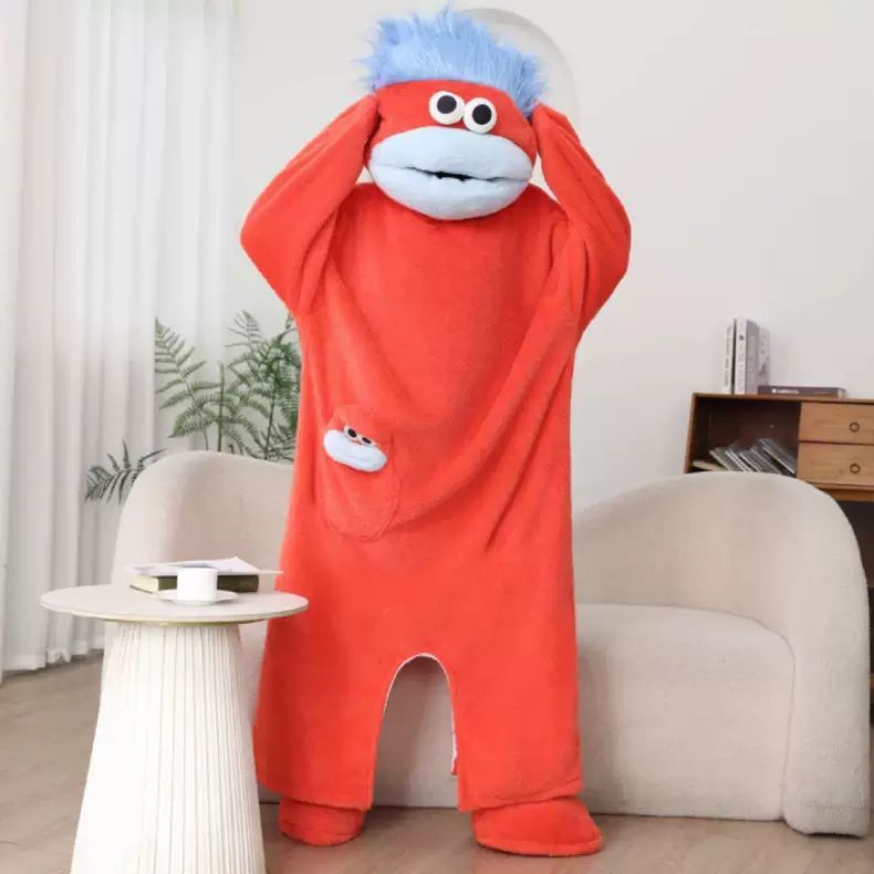 AliExpress New Big Mouth Monster Cute Funny Onesie Pajamas Thickened Coral Fleece Homewear For Couples Men Women Autumn Cartoon Pajamas, view 6