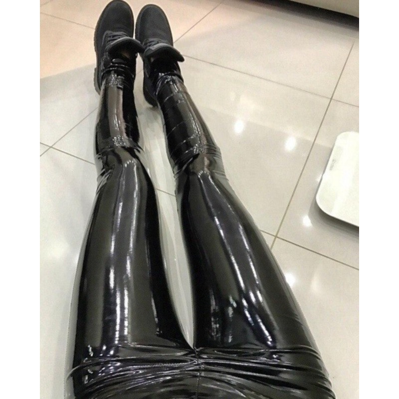 AliExpress New Bright Pu Pants Women Black Slim Leather Pants Sexy Hip Liftting Yoga Fitness Leggings Running Casual Fashion Pu Pants, view 6