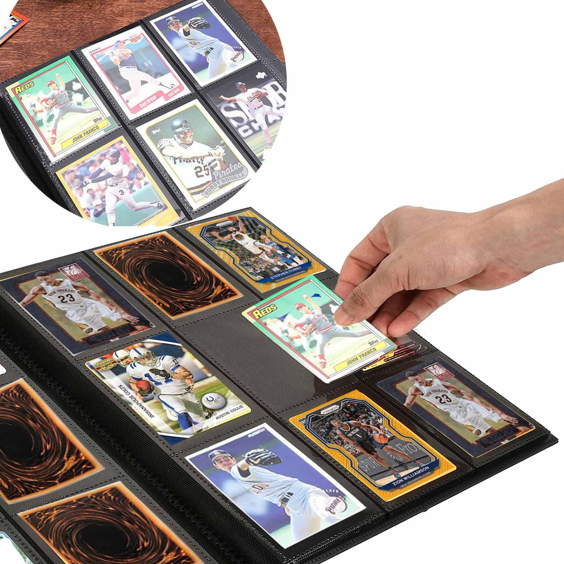 AliExpress NEW Cards Albums 160/360 Capacity Pocket Holder Binders Protector Sleeve For Trading Cards Baseball Football Sports Game Card, view 5