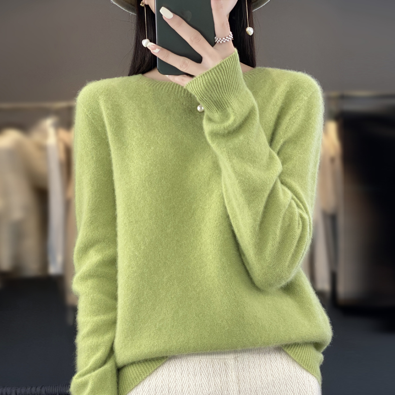 AliExpress New Cashmere Sweater for Women in Autumn and Winter 100% Merino Wool Fashion O-neck Warm Pullover Top, view 2