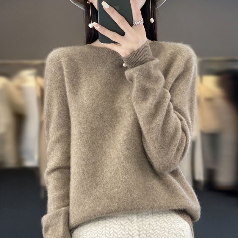 AliExpress New Cashmere Sweater for Women in Autumn and Winter 100% Merino Wool Fashion O-neck Warm Pullover Top, view 3