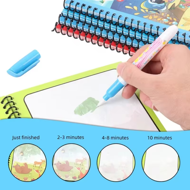 AliExpress NEW Children Animal Cartoon Painting Book Magic Water Book with Water Pen for Kids Birthday Christmas New Year Gift for Kids, view 4