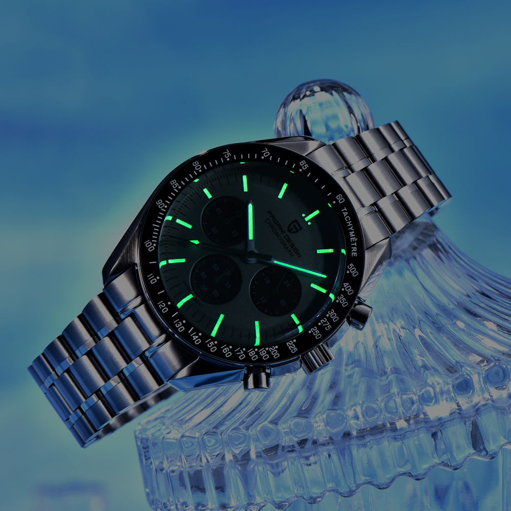 AliExpress PAGANI DESIGN Golden Green Chronograph Quartz Watch, view 2