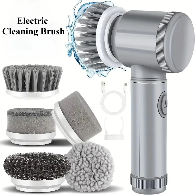 AliExpress Cordless Electric Spin Scrubber with 5 Brush Heads, view 2