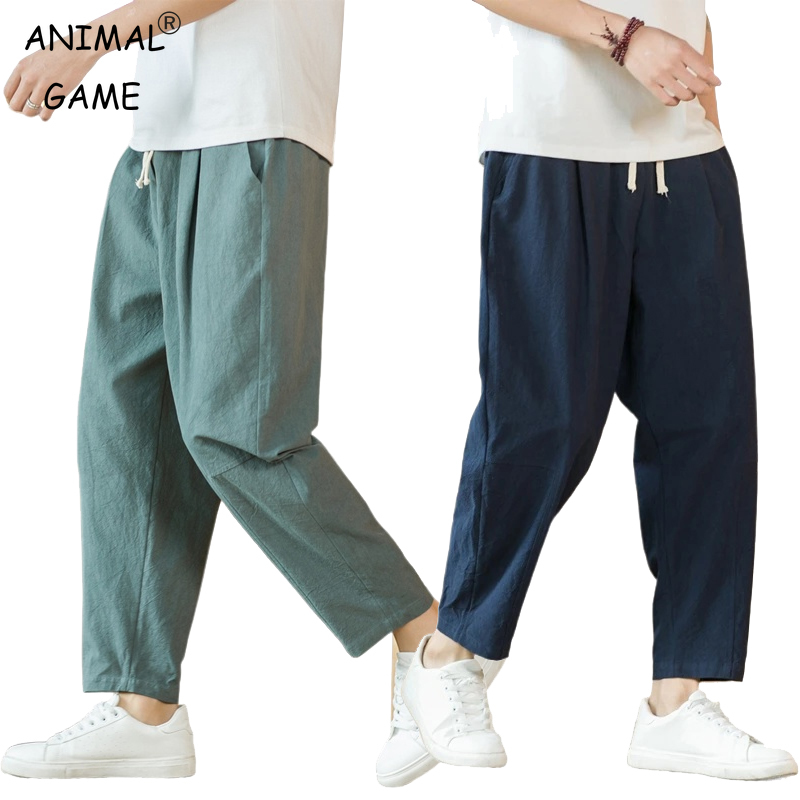 AliExpress Men's Loose Cotton Linen Drawstring Pants