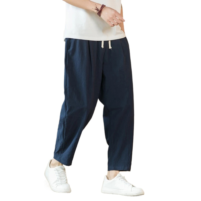 AliExpress Men's Loose Cotton Linen Drawstring Pants, view 2