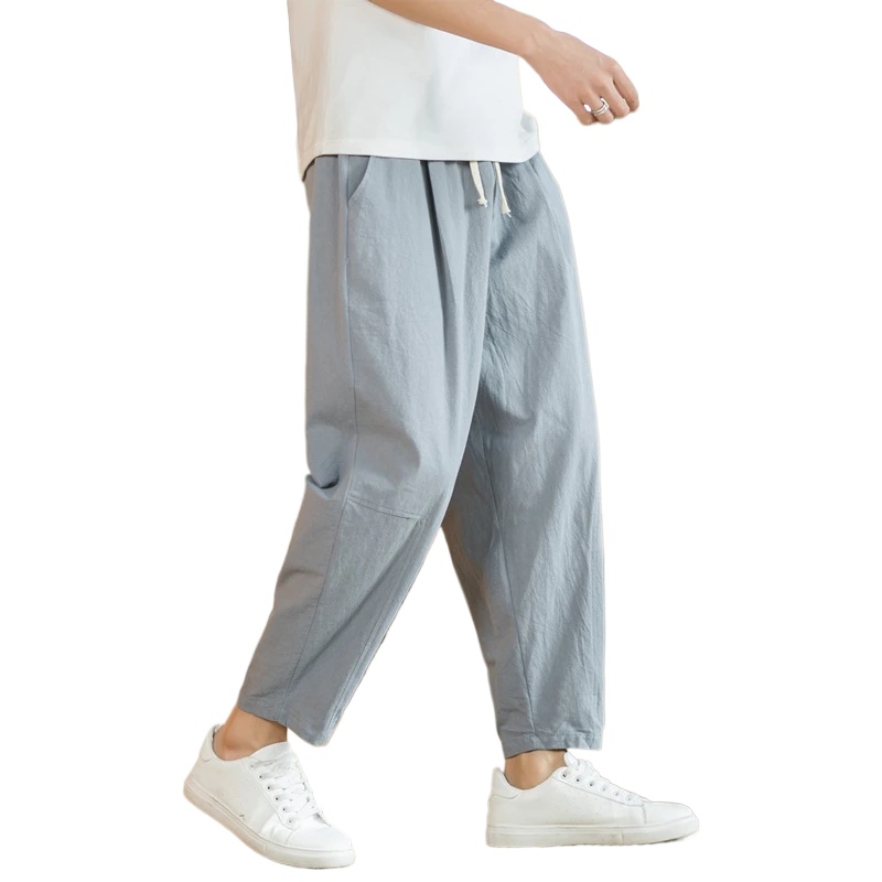 AliExpress Men's Loose Cotton Linen Drawstring Pants, view 3