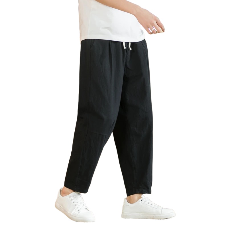 AliExpress Men's Loose Cotton Linen Drawstring Pants, view 4