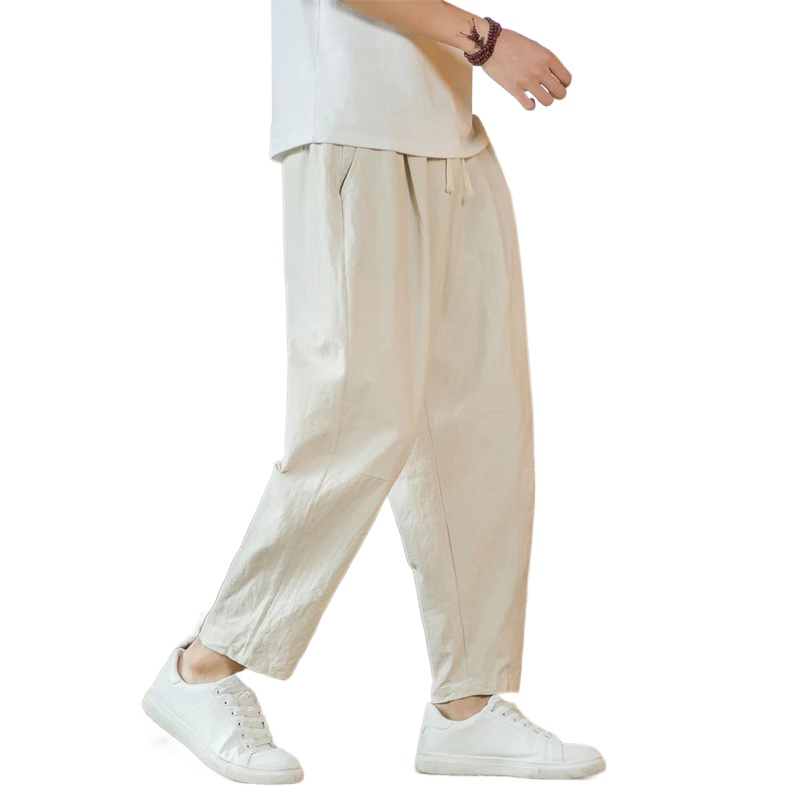 AliExpress Men's Loose Cotton Linen Drawstring Pants, view 5