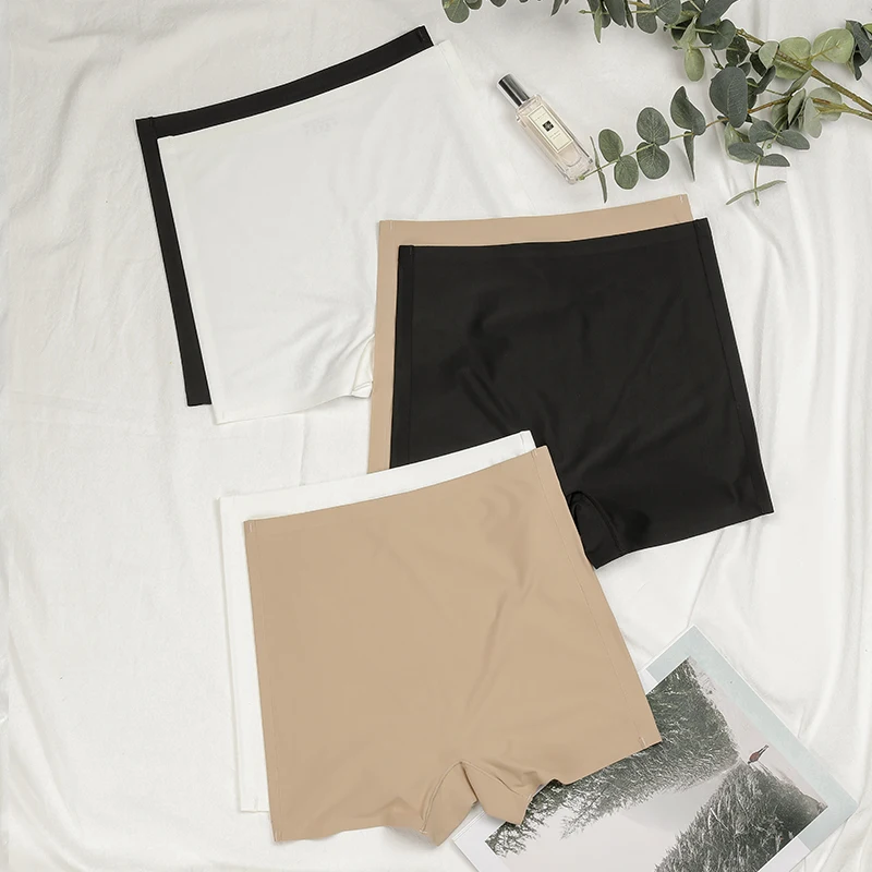 AliExpress New Design Ladies Seamless Ice Silk Solid Biker Shorts Boxer Short Leggings Sports Yoga Pants Women's Shorts Panties T1584, view 5