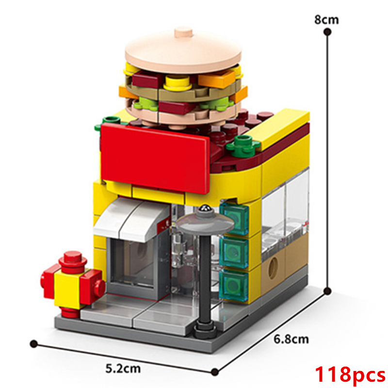 AliExpress NEW DIY Restaurant Coffee Milk Tea Store Street View Food House Building Blocks Kit Girls Bricks Movie Model Toy, view 2