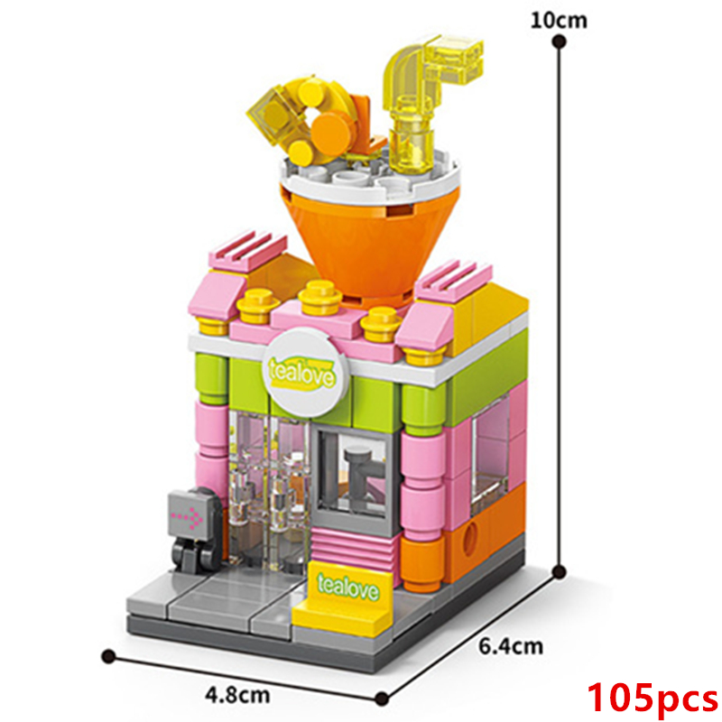 AliExpress NEW DIY Restaurant Coffee Milk Tea Store Street View Food House Building Blocks Kit Girls Bricks Movie Model Toy, view 3