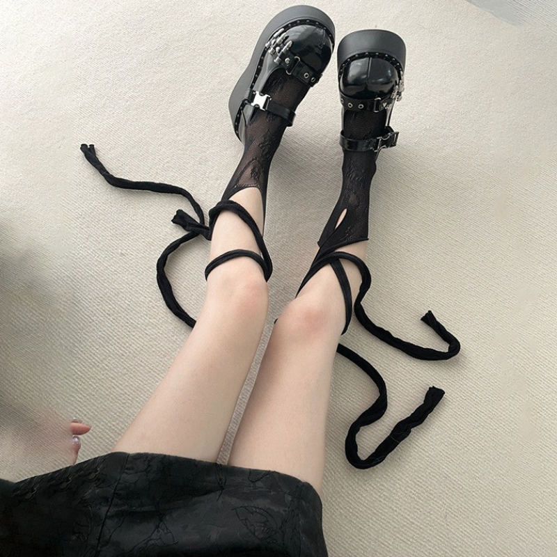 AliExpress New Fishnets Tabi Socks Women Sexy Cross Tied Toe Sock Summer Thin Fishnet Stockings Japanese Style Y2K Hottie Knee High Socks, view 2
