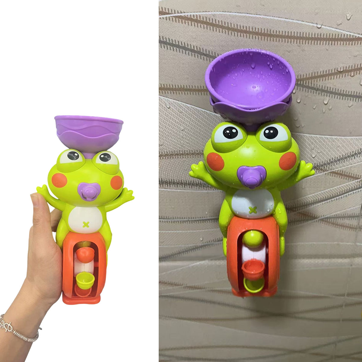 AliExpress New Frog/ Bird Waterwheel Bath Toy for Children Kid Water Play Game in Shower Montessori Gift Spinner with Suction Cup Bathroom, view 5