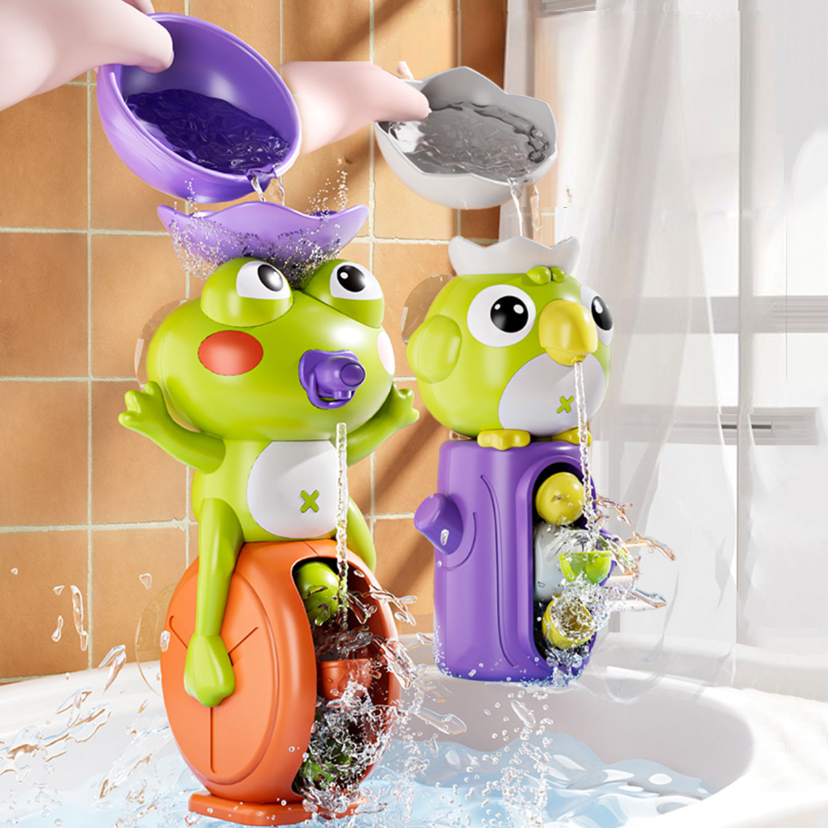 AliExpress New Frog/ Bird Waterwheel Bath Toy for Children Kid Water Play Game in Shower Montessori Gift Spinner with Suction Cup Bathroom