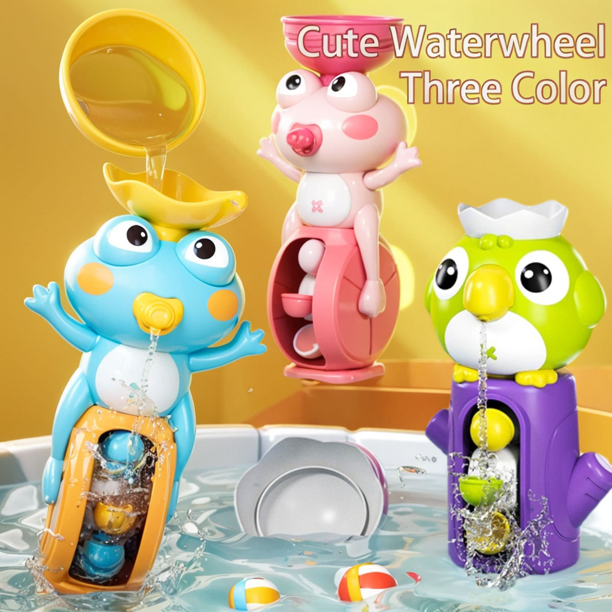 AliExpress New Frog/ Bird Waterwheel Bath Toy for Children Kid Water Play Game in Shower Montessori Gift Spinner with Suction Cup Bathroom, view 6