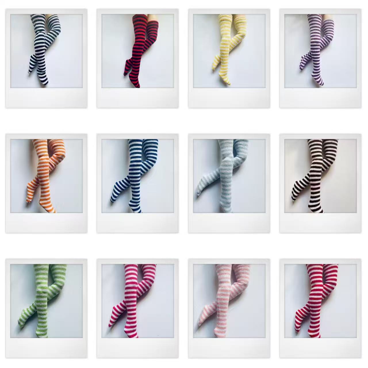 AliExpress NEW Handmade 1 Pair Candy Color Stripe Stocking Socks for Blyth, Azone 30cm Dolls OB, Momoko, Licca 1/6 Dolls Accessories, view 2