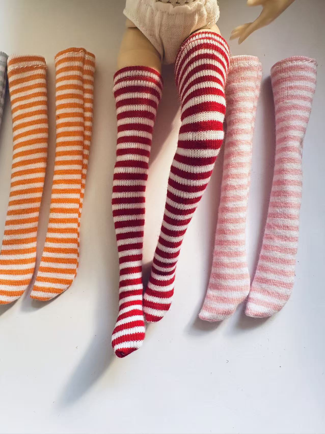AliExpress NEW Handmade 1 Pair Candy Color Stripe Stocking Socks for Blyth, Azone 30cm Dolls OB, Momoko, Licca 1/6 Dolls Accessories, view 3