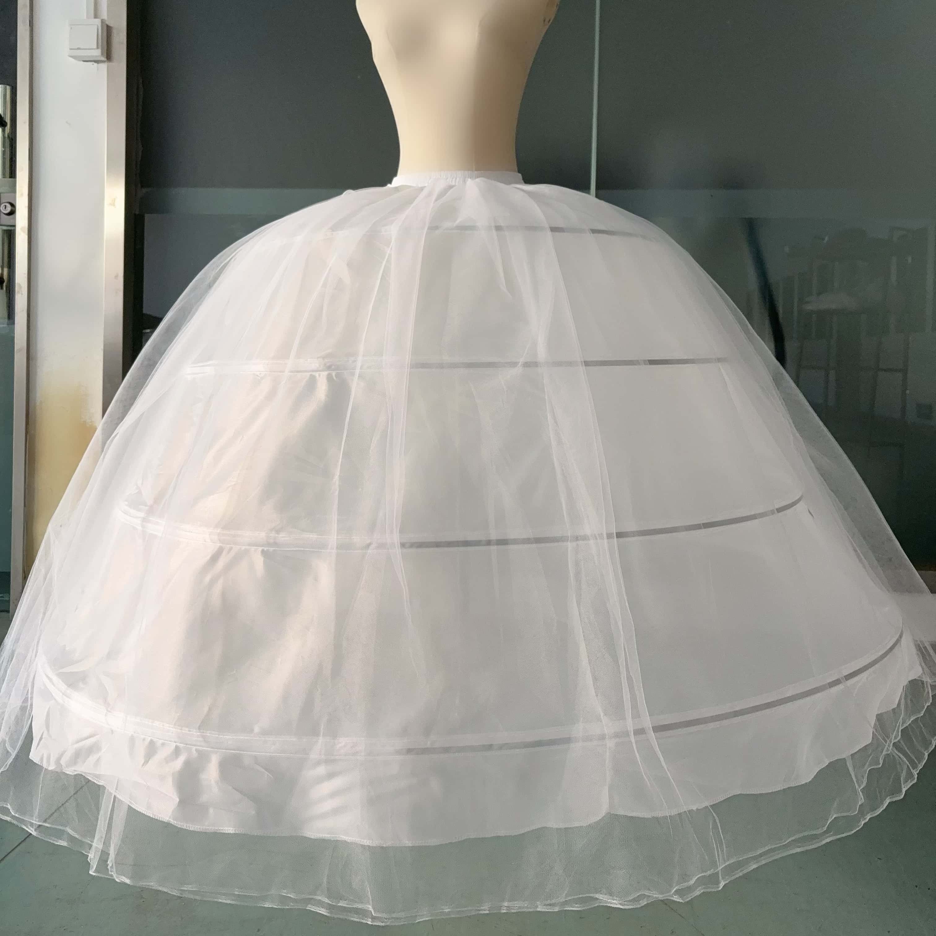 AliExpress New Hot Sell 4 Hoops Big White Petticoat Super Fluffy Crinoline Slip Underskirt For Wedding Dress Bridal Gown In Stock, view 6