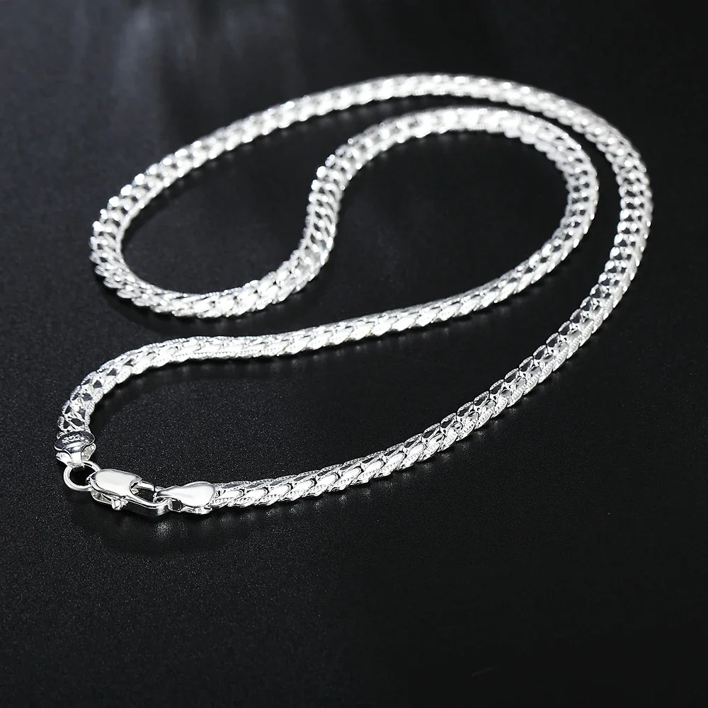 AliExpress Silver 6mm Sideways Chain Necklace, view 2