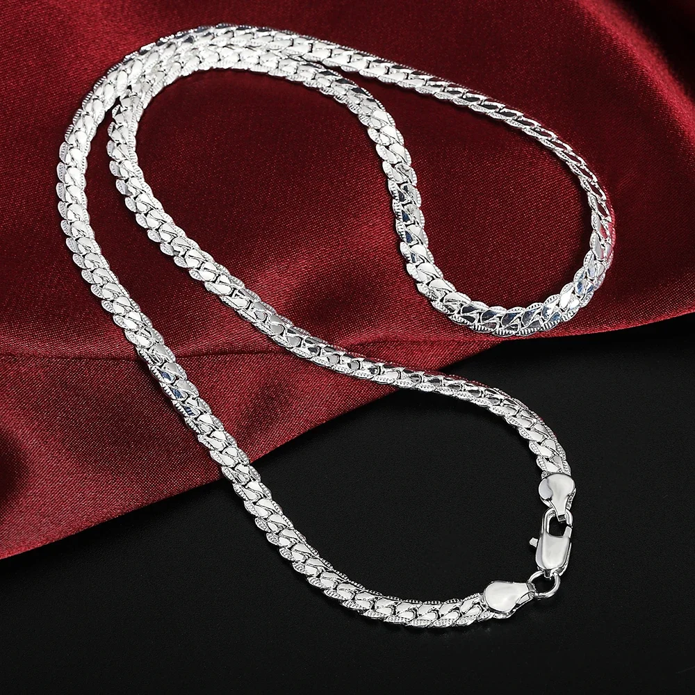 AliExpress Silver 6mm Sideways Chain Necklace, view 3