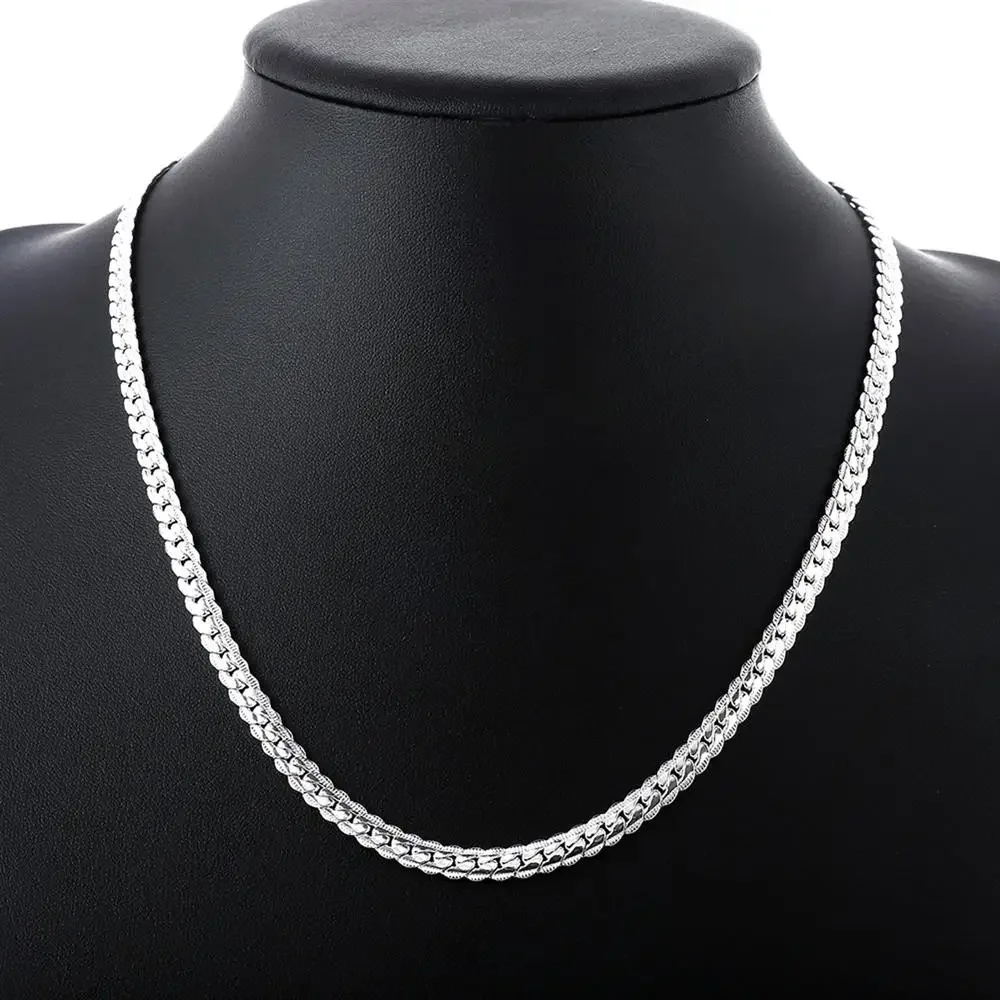 AliExpress Silver 6mm Sideways Chain Necklace, view 4