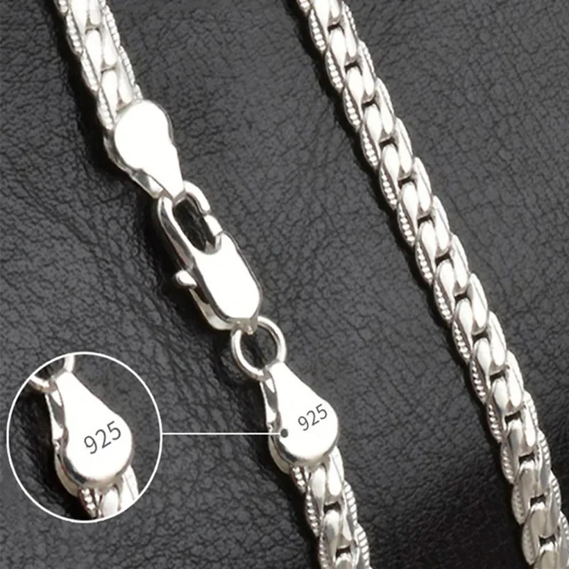 AliExpress Silver 6mm Sideways Chain Necklace, view 5