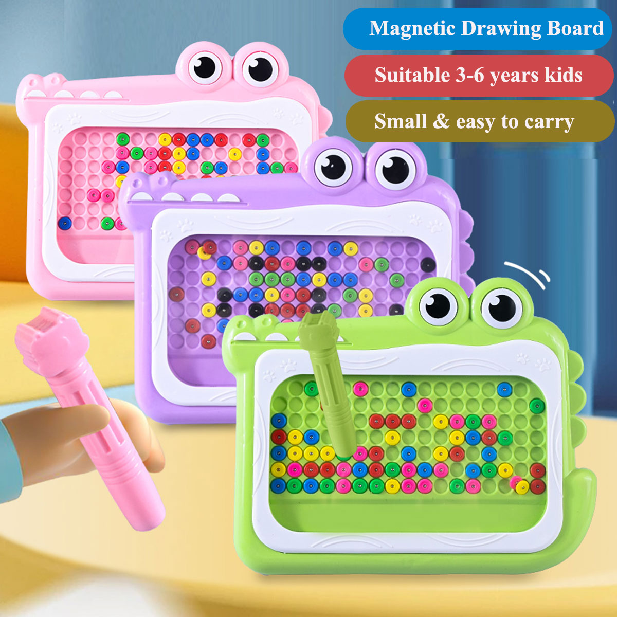 AliExpress New Kids Magnetic Beads Doodle Board with Puzzle Pen Drawing Toys for Children 3-8 Years Montessori Game Education Gift