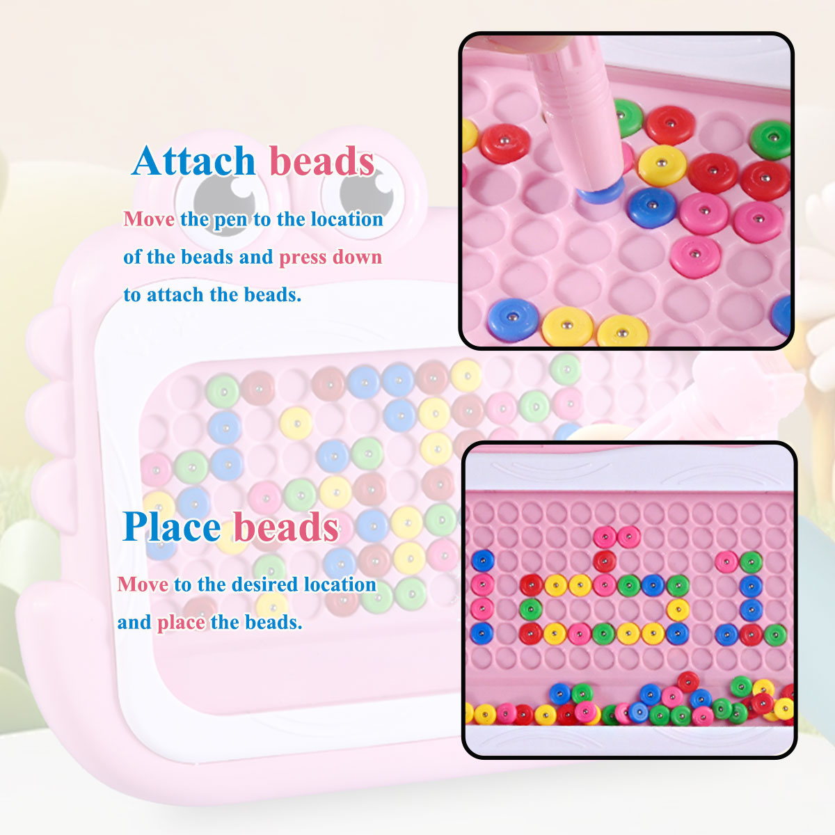 AliExpress New Kids Magnetic Beads Doodle Board with Puzzle Pen Drawing Toys for Children 3-8 Years Montessori Game Education Gift, view 2