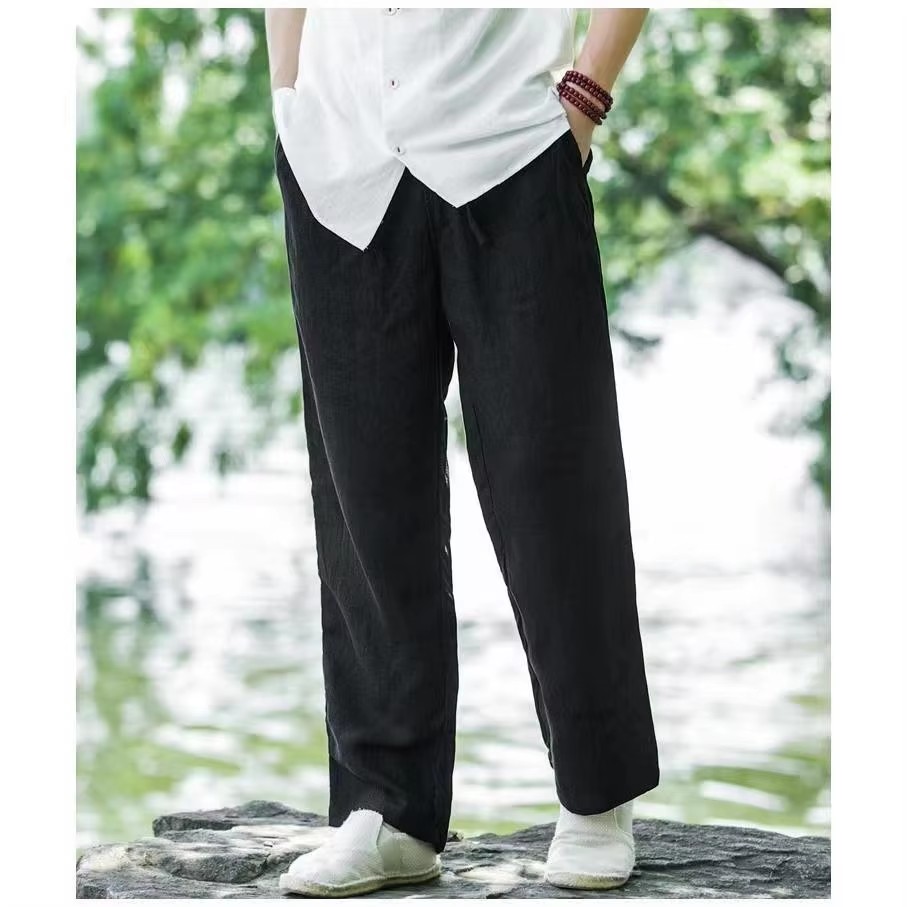 AliExpress Men's Cotton Linen Beach Joggers, view 3