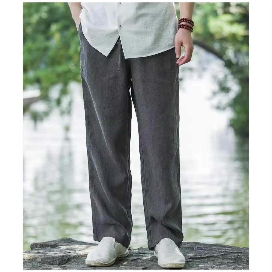AliExpress Men's Cotton Linen Beach Joggers, view 4
