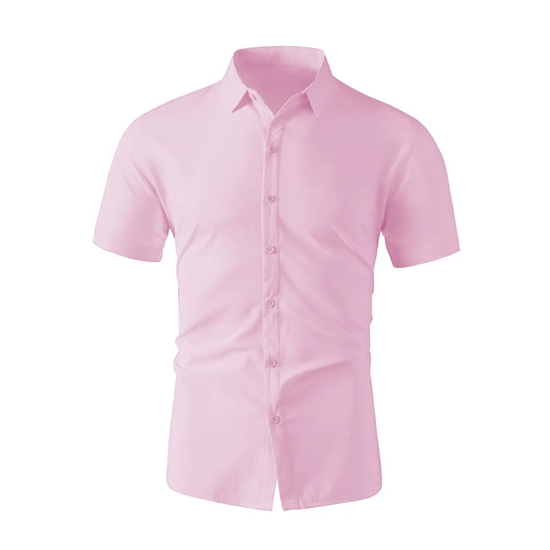 AliExpress New Men's Business Casual Solid Color Short Sleeved Shirt for Summer Fashion No Ironing Comfortable and Versatile Top, view 5
