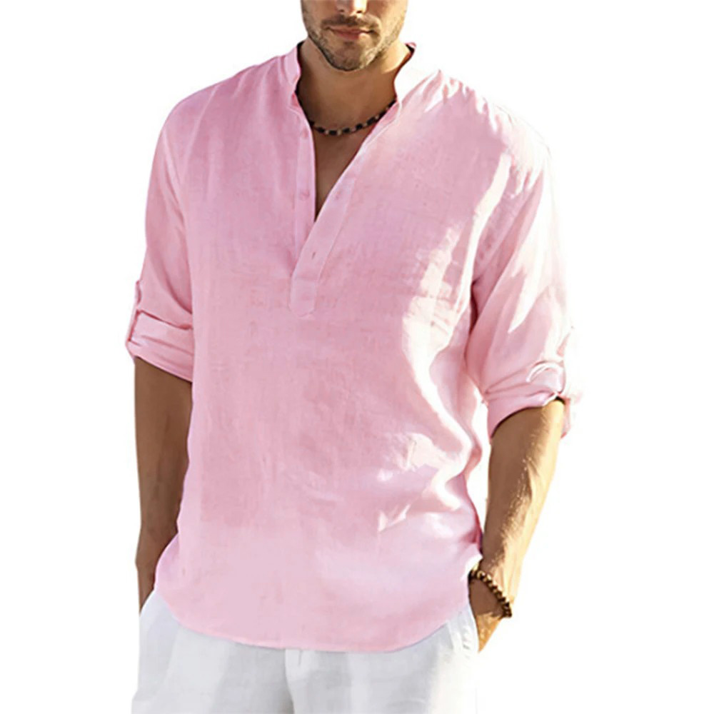 AliExpress Men's Loose Cotton Linen Long-Sleeve Shirt, view 5