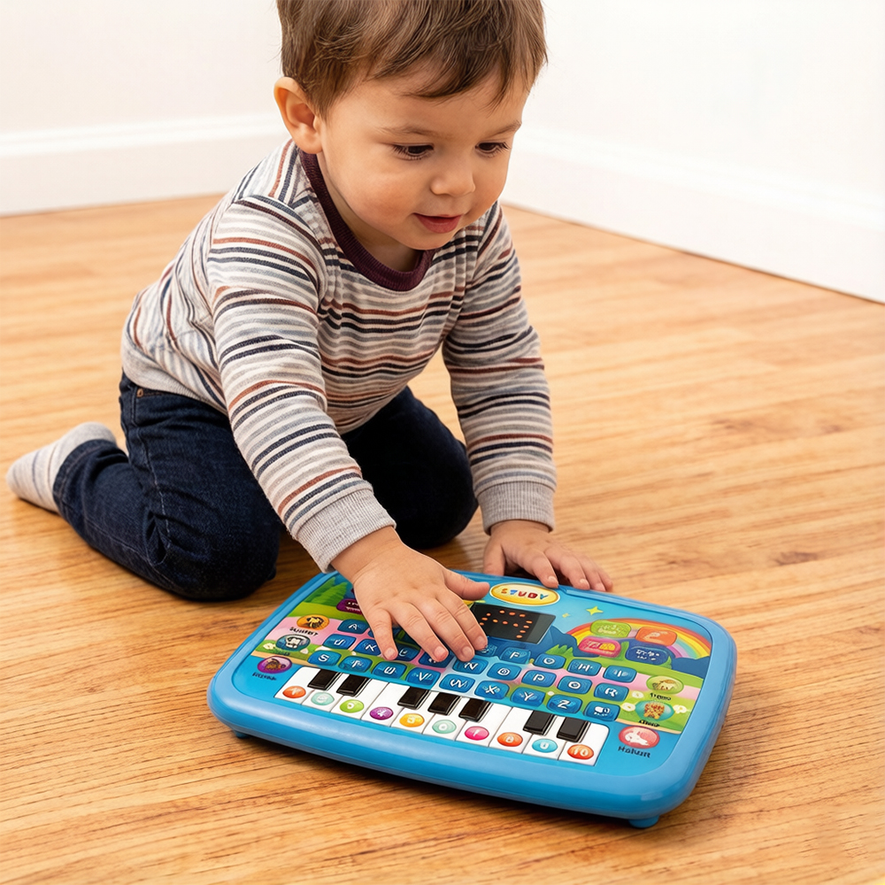AliExpress New Mini Simulation Laptop Early Learning Machine With LED Display Musical Kids Educational Toy Available In Purple And Blue Siz, view 3