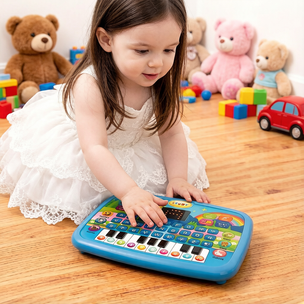 AliExpress New Mini Simulation Laptop Early Learning Machine With LED Display Musical Kids Educational Toy Available In Purple And Blue Siz, view 4