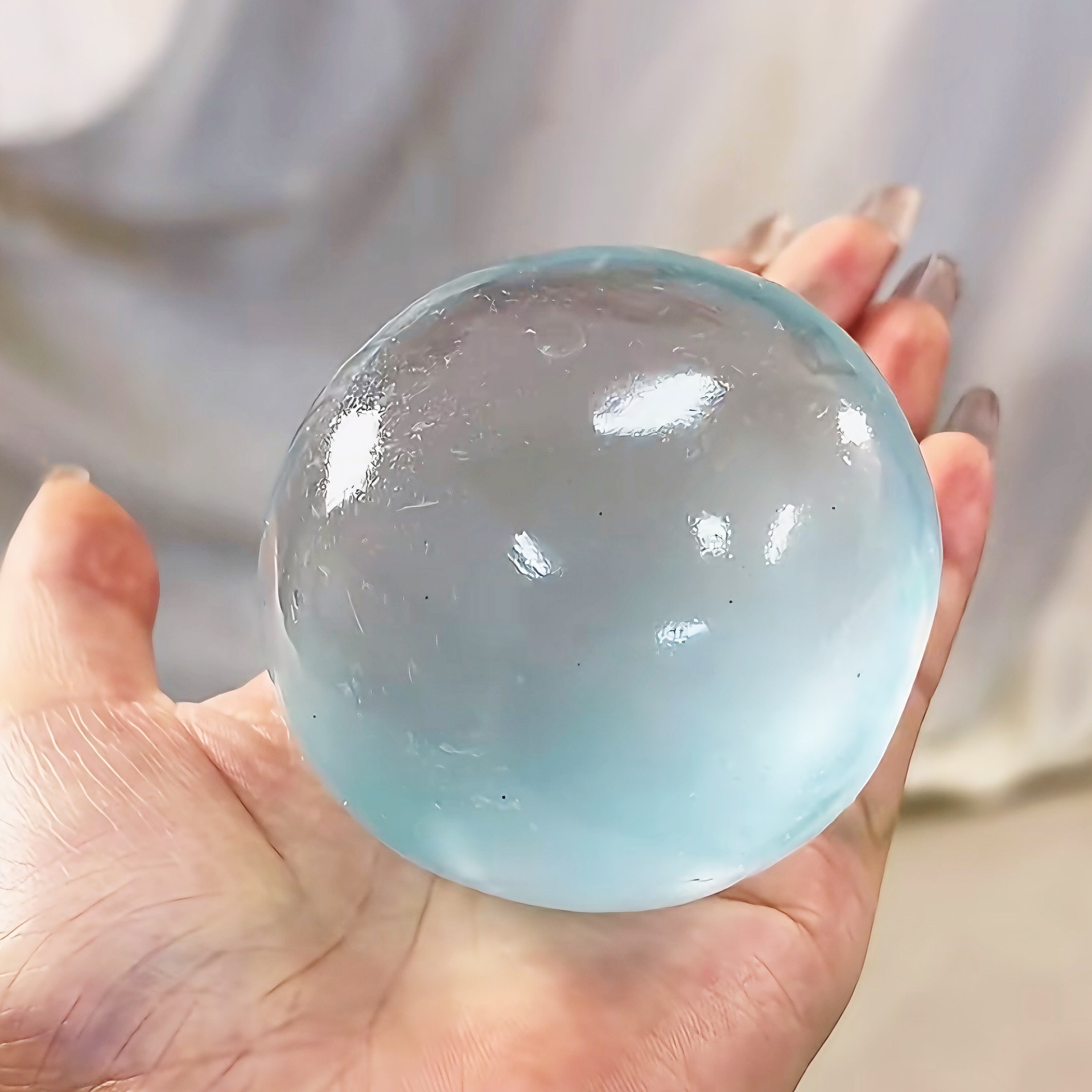 AliExpress New Moldable Slow Rebound Blue Coconut Oil Handmade Squeezing Ball, 6cm Round Malt Stress Relief Squeeze Toy, view 6