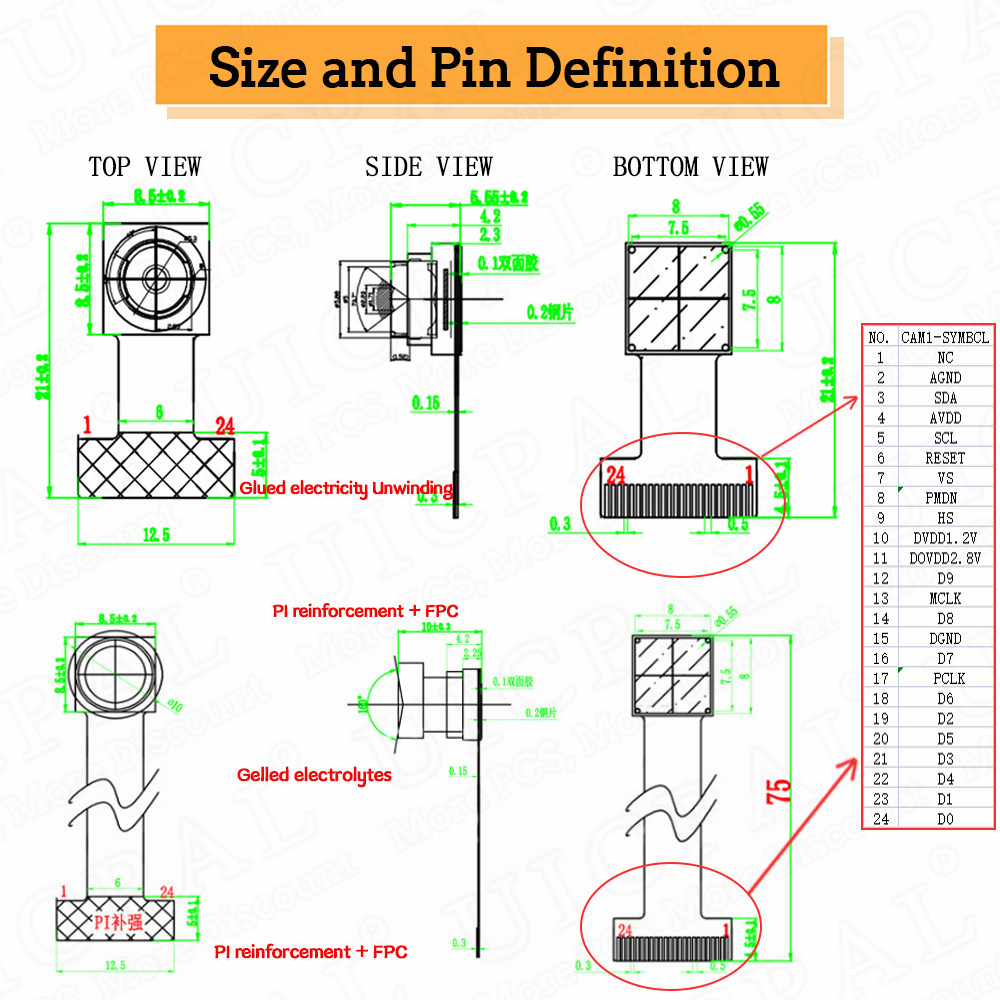 AliExpress NEW OV2640 Camera Module for ESP32 CAM Camera Module 2MP 222 200 180 66 120 160 Degree 650nm 850nm Night Vision DVP 24PIN 0.5MM, view 3
