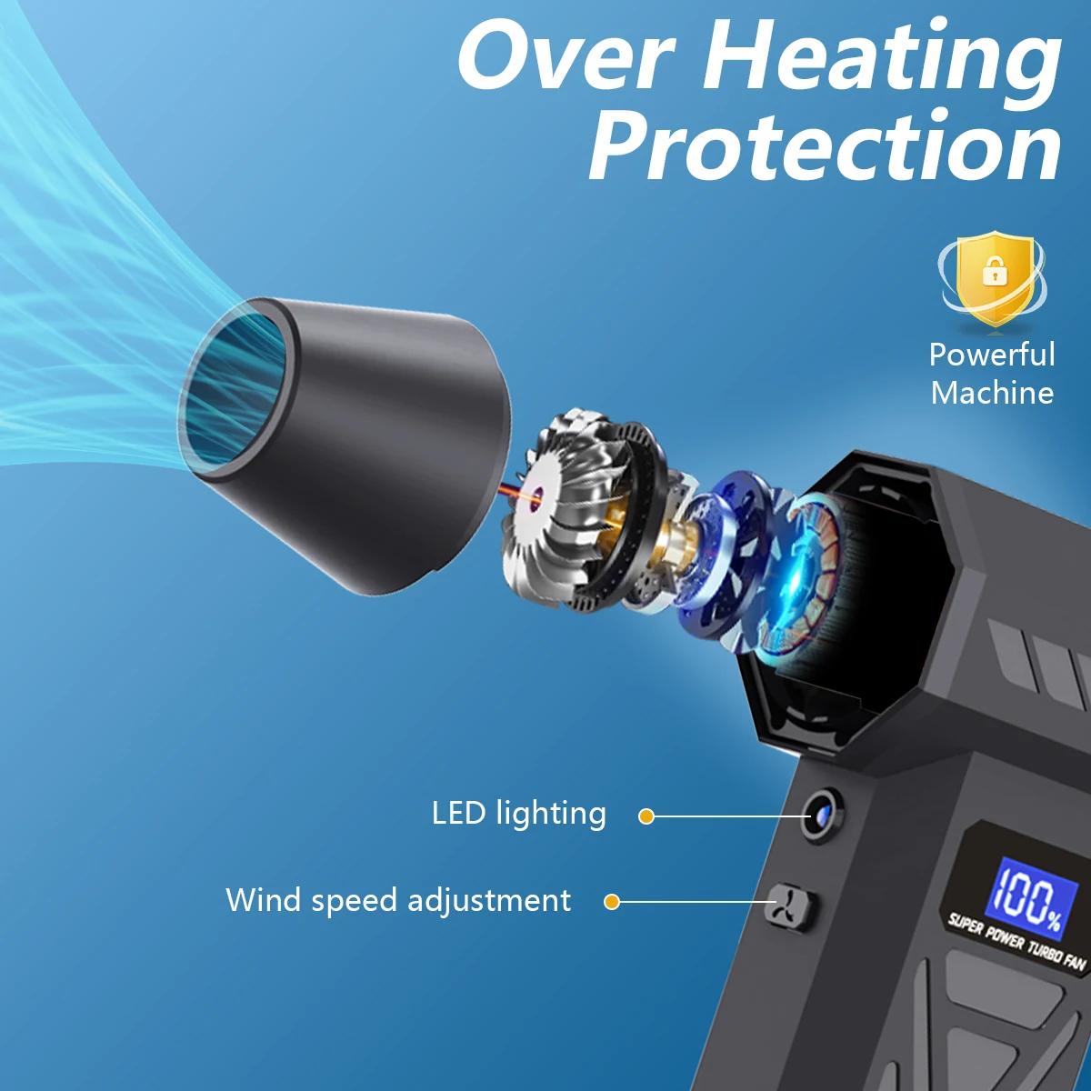 AliExpress New P70 Air Blower 110000Rpm 4 Gear Adjustable Turbo Blower Jet With Led Light Battery Display Cordless Compressed Air Duster, view 3