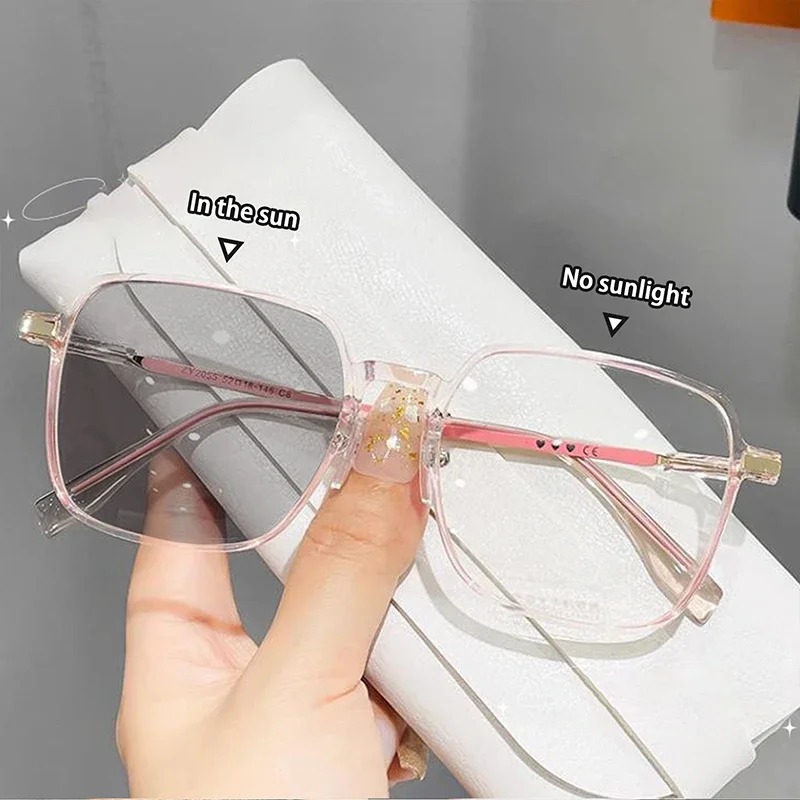AliExpress New Photochromic Anti Radiation Glasses Metal Eyeglass For Woman Men, view 4