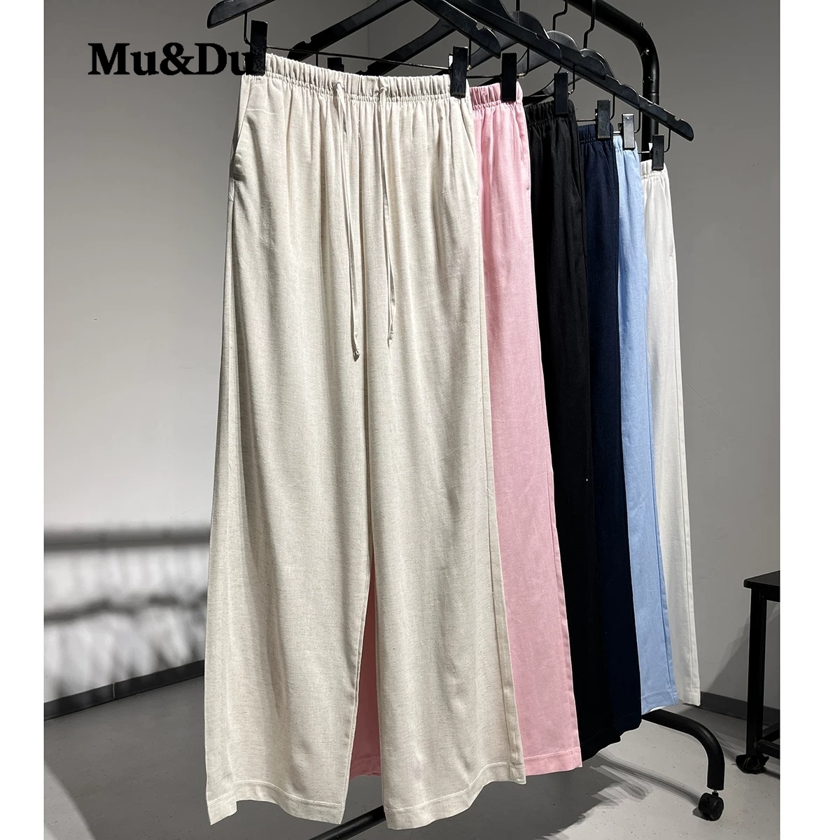 AliExpress New Pink Drawstring Straight Sweatpants Women Spring Summer Wide Leg Beach Beach Pants Vintage Streetwear Casual Sports Trousers, view 2