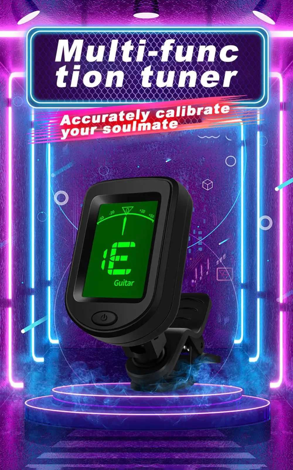 AliExpress NEW Rechargeable Guitar Tuner For All Instruments Clip on Electronic Tuner for Guitar Bass Ukulele Violin Mandolin Banjo, view 2
