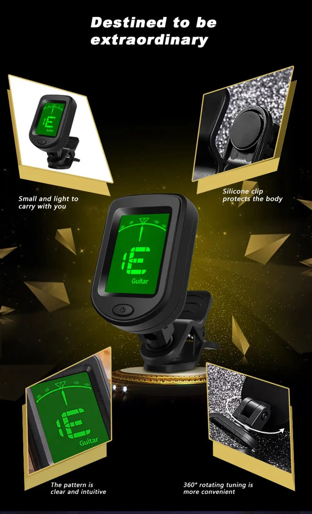 AliExpress NEW Rechargeable Guitar Tuner For All Instruments Clip on Electronic Tuner for Guitar Bass Ukulele Violin Mandolin Banjo, view 3