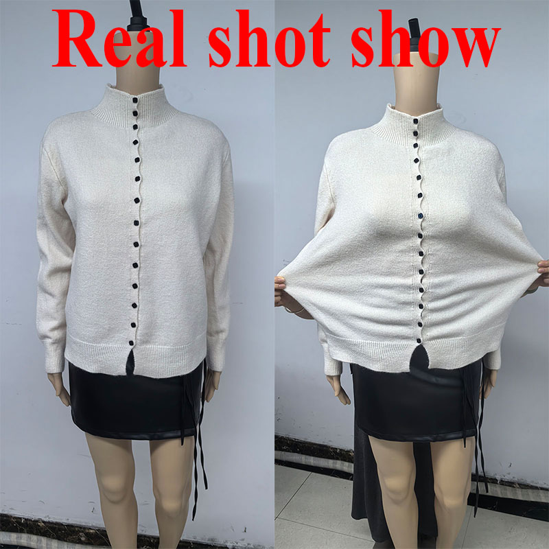 AliExpress New Soft Comfortable Stand-Up Collar Sweater Cardigan Women Simple Single Breasted Cardigans Coat Autumn Solid Knitted Outerwear, view 6