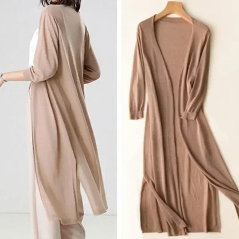 AliExpress New Spring Summer Sun Protection Clothing Women Long Cardigan Female Knitted Sweater Women Coat Jacket Ladies Shawl Outerwear