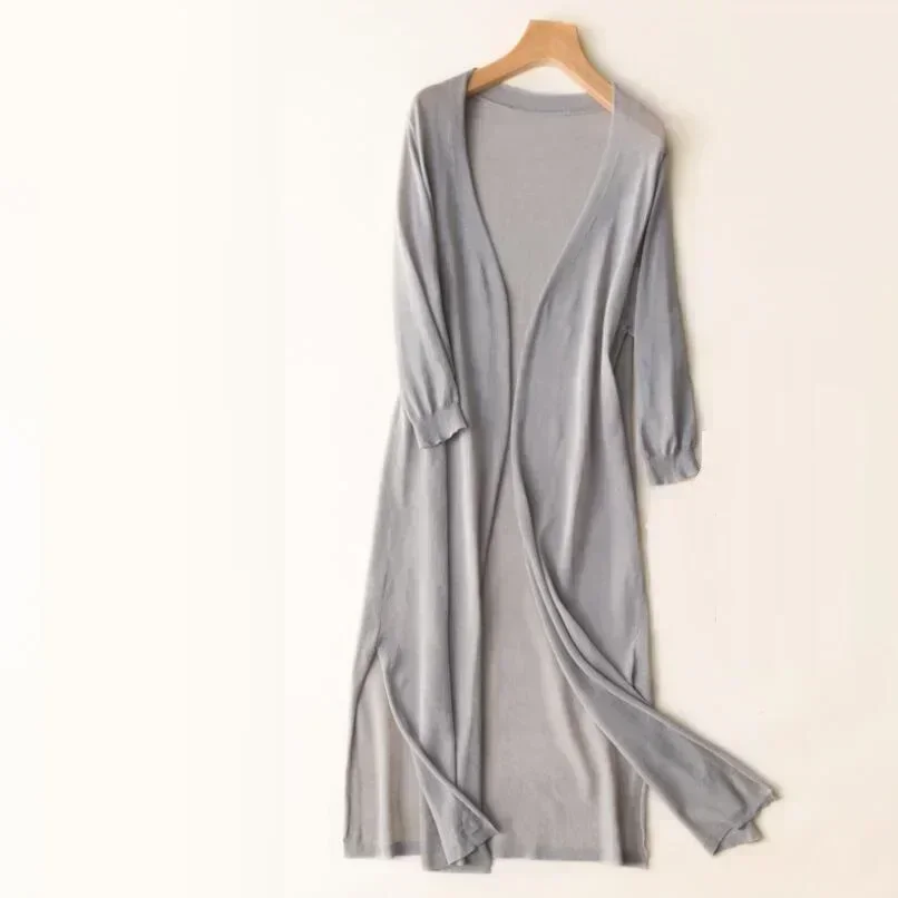 AliExpress New Spring Summer Sun Protection Clothing Women Long Cardigan Female Knitted Sweater Women Coat Jacket Ladies Shawl Outerwear, view 4