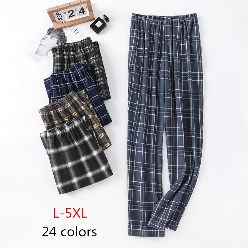 AliExpress New Style Hot Sale Cotton Plaid Pajama Pants For Adluts Home Furnishing Cotton Trousers Cotton Pajama Men Sleep Bottom Home Wear