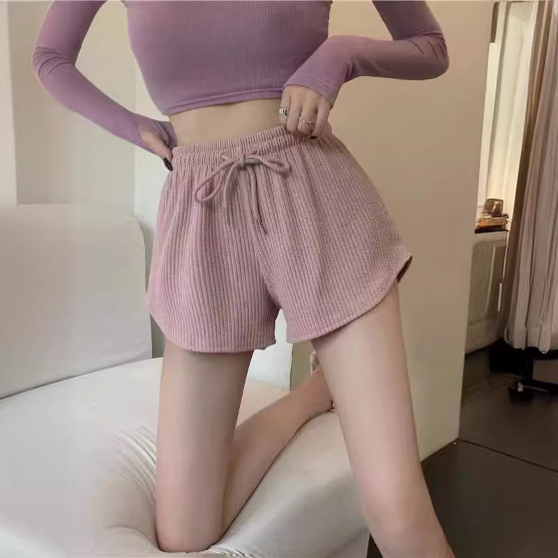 AliExpress New Summer Waffle Shorts for Women, High Waist Plus Size Loose Casual Pants, Internet Famous Sports Fitness Shorts, view 2