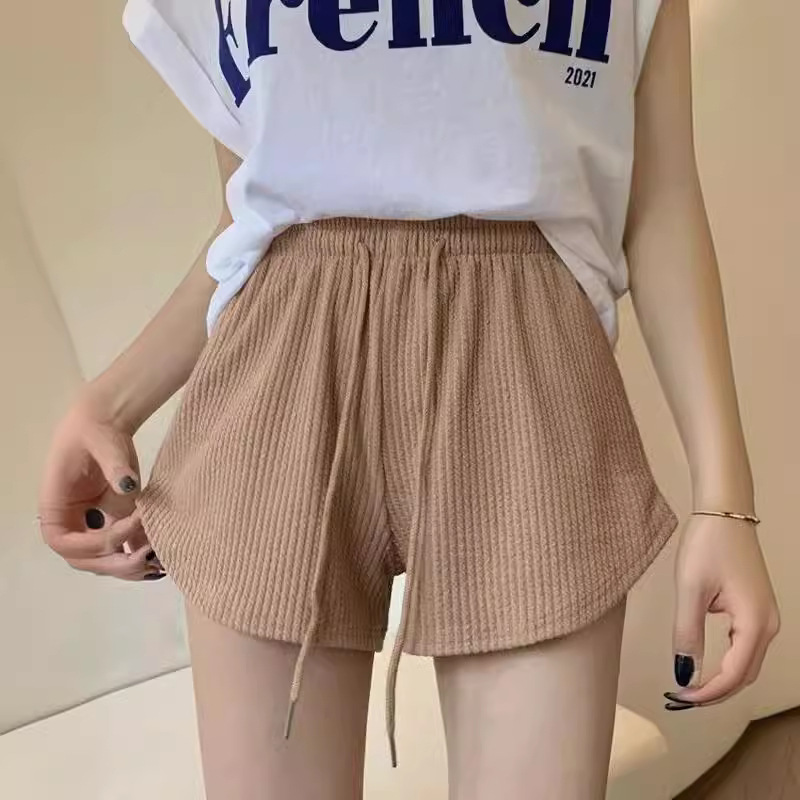 AliExpress New Summer Waffle Shorts for Women, High Waist Plus Size Loose Casual Pants, Internet Famous Sports Fitness Shorts, view 5