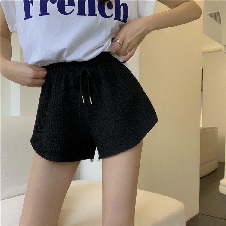 AliExpress New Summer Waffle Shorts for Women, High Waist Plus Size Loose Casual Pants, Internet Famous Sports Fitness Shorts, view 6