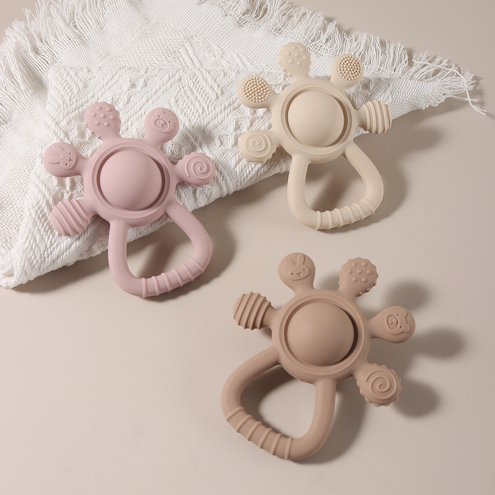 AliExpress New Teething Silicone Palm Rattle Teether Bunny - Safe Baby Chew Toys for Soothing Sore Gums, view 3